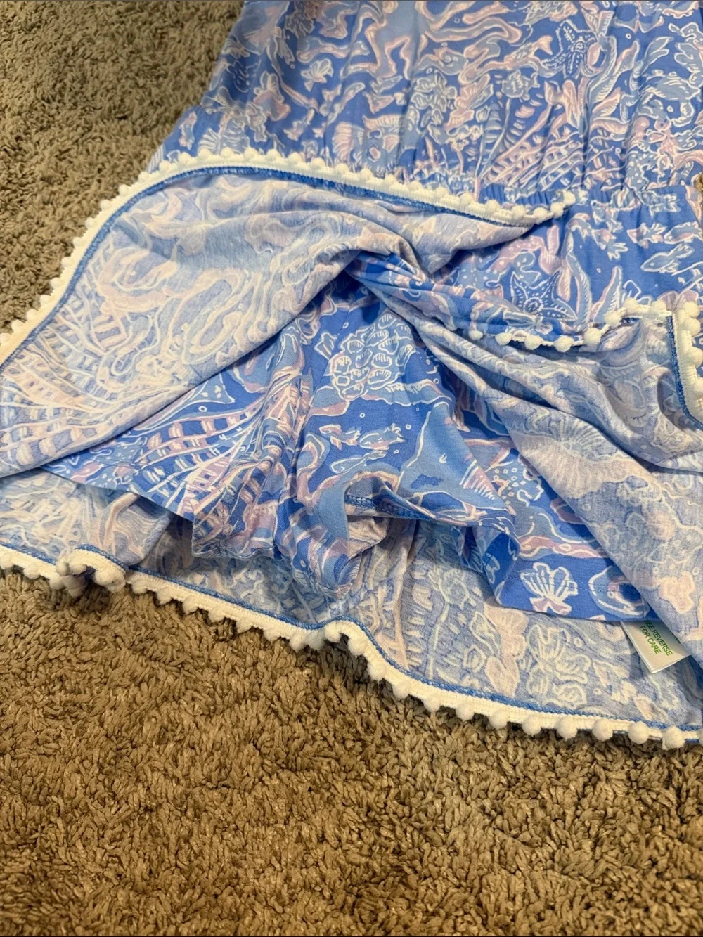 Lilly Pulitzer Girls Blue Floral Print Sleeveless Romper Dress